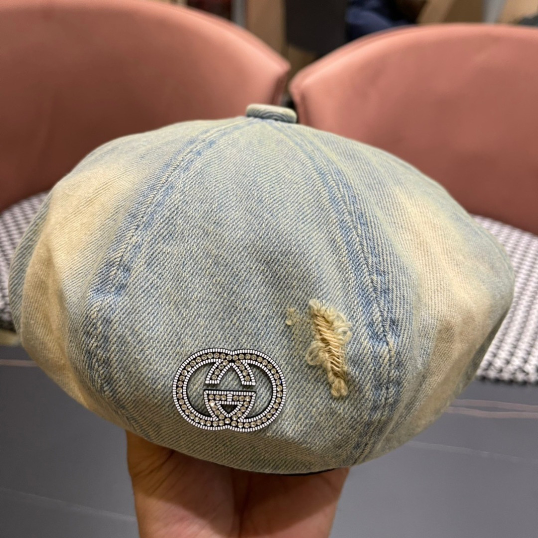  Gucci古奇2024年早秋新款牛仔贝雷帽，南瓜帽，帽型超级好看，出街旅游必备