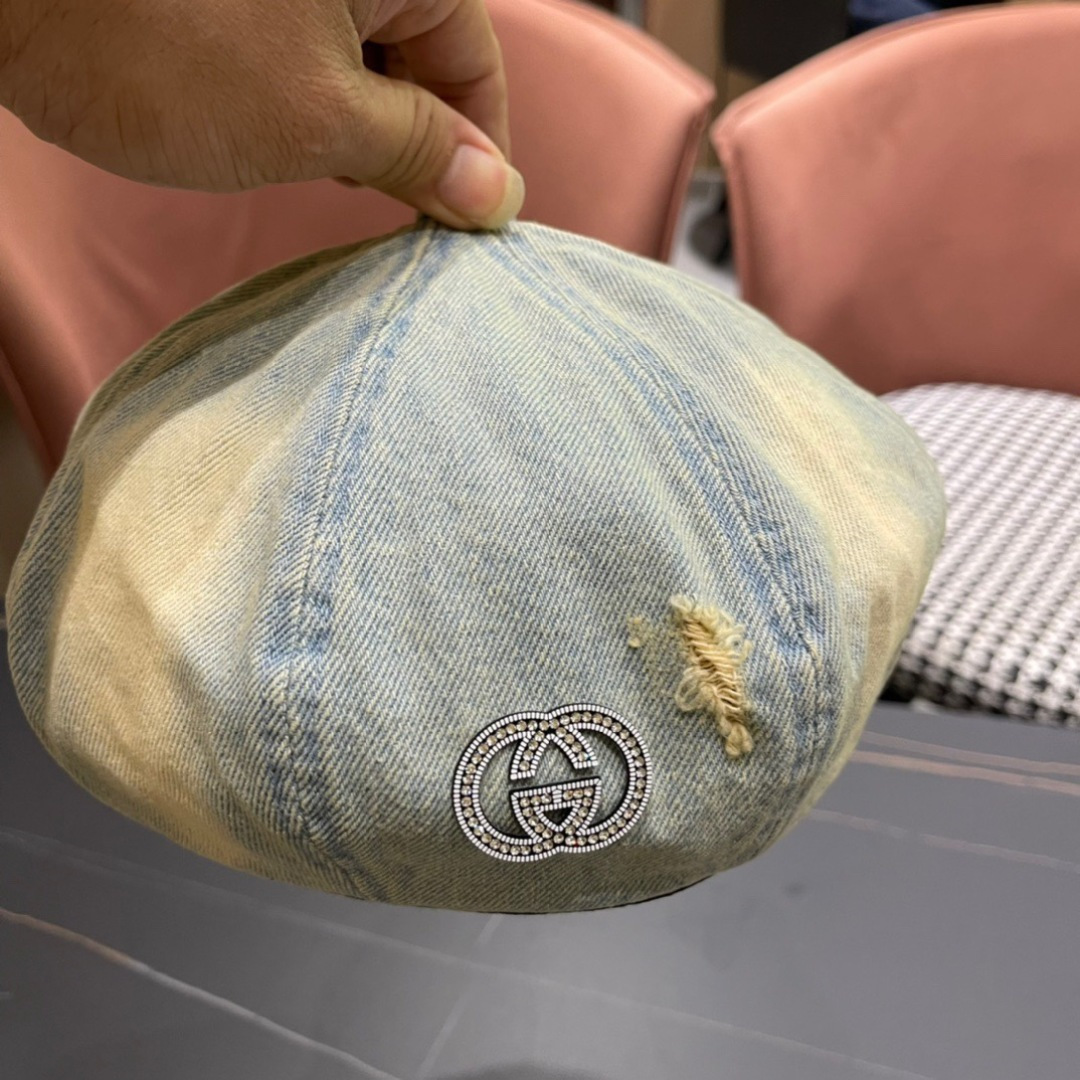  Gucci古奇2024年早秋新款牛仔贝雷帽，南瓜帽，帽型超级好看，出街旅游必备