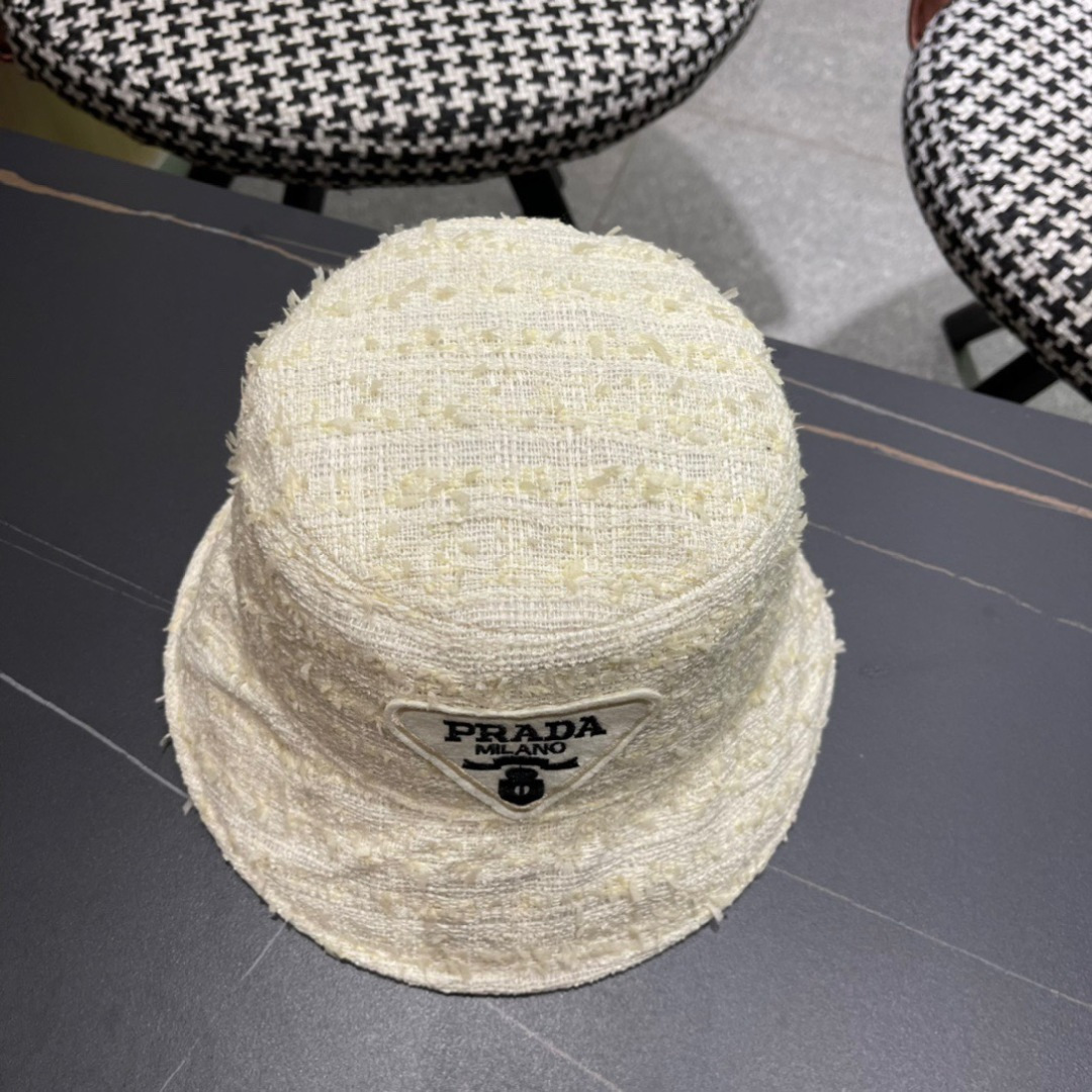   Prada普拉达2024新款防晒渔夫帽女春夏季逛街时尚遮阳帽
