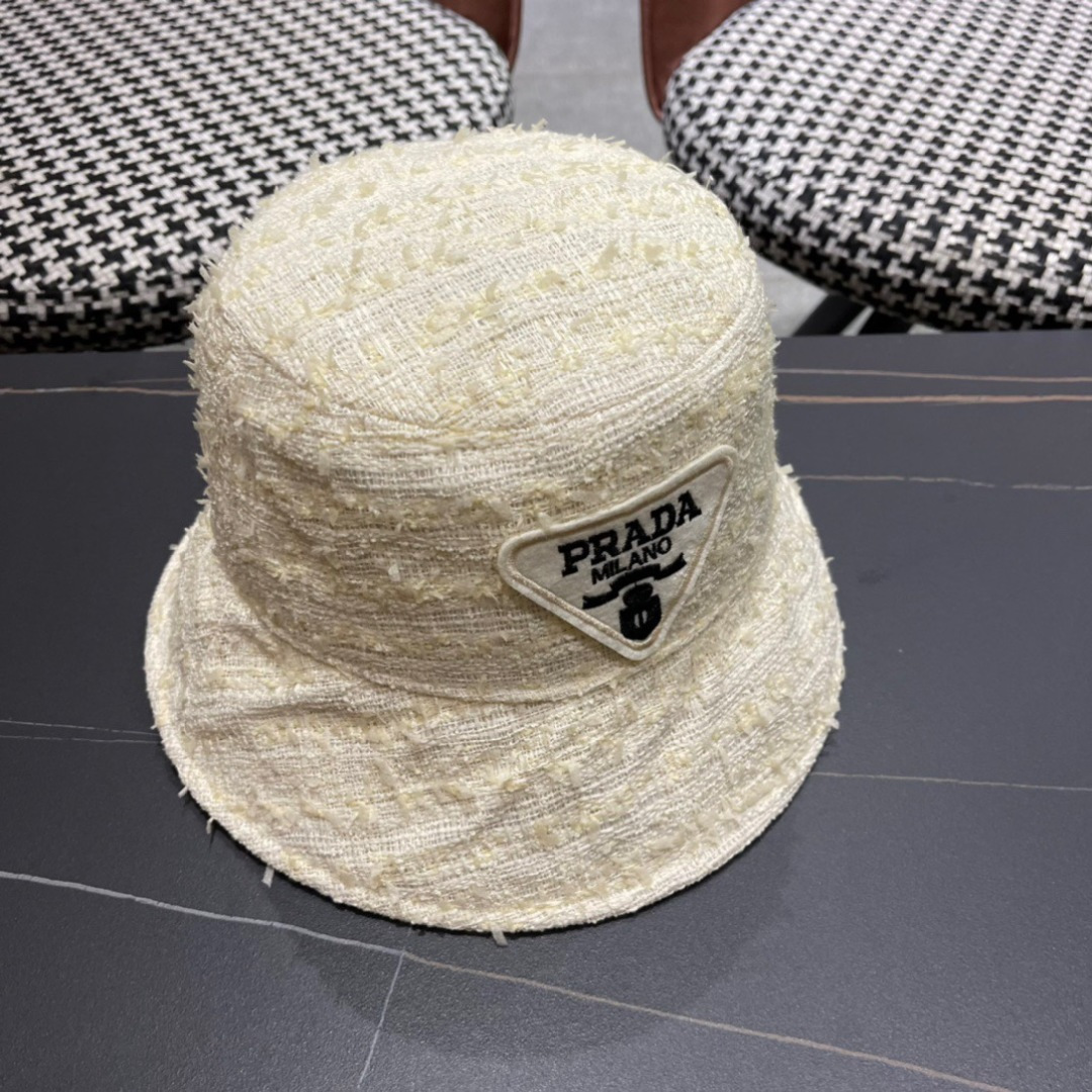   Prada普拉达2024新款防晒渔夫帽女春夏季逛街时尚遮阳帽