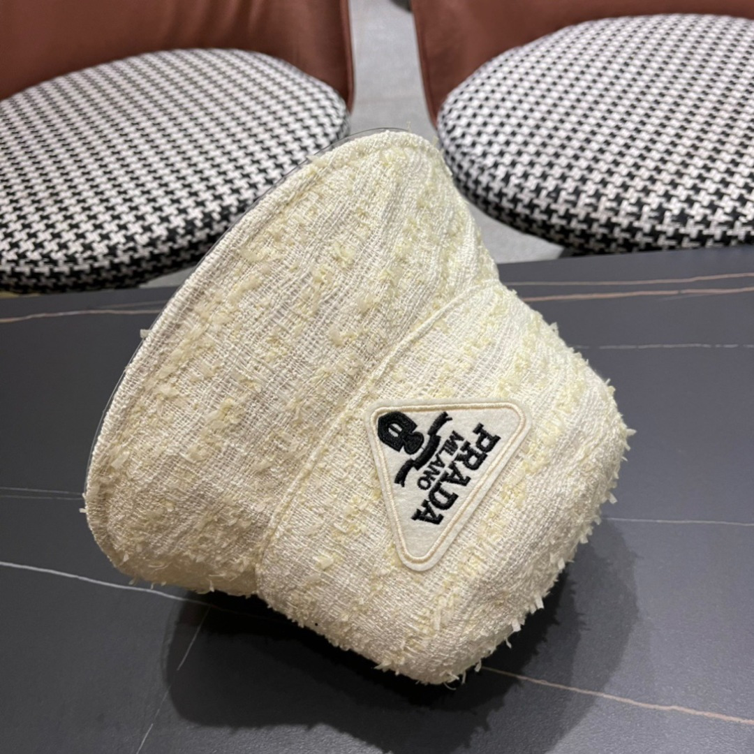   Prada普拉达2024新款防晒渔夫帽女春夏季逛街时尚遮阳帽