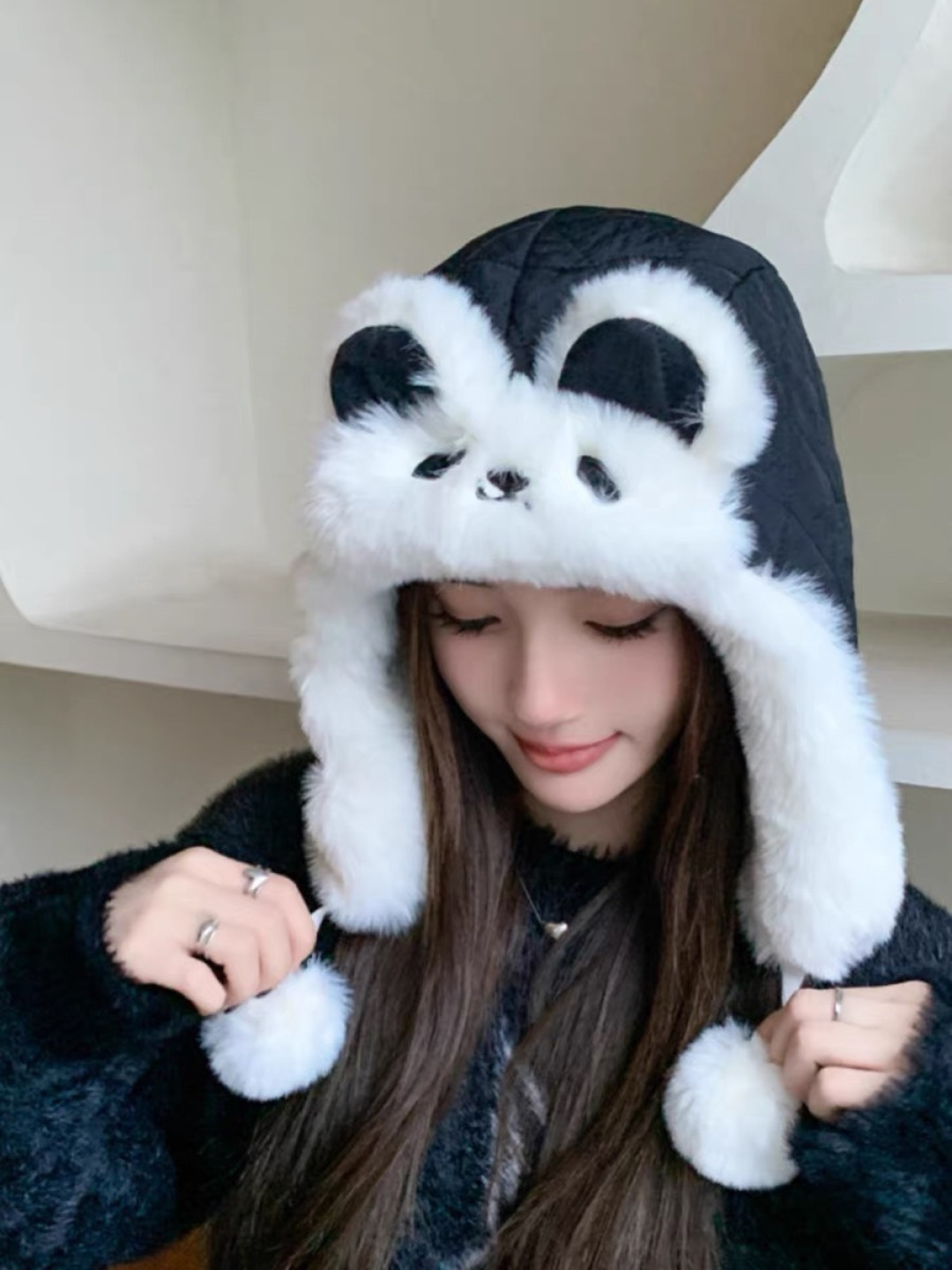 （蒙囗MONCLER】2024秋冬款东北毛绒护耳雷锋帽，加厚更保暖可爱毛球骑电动车保暖护耳帽