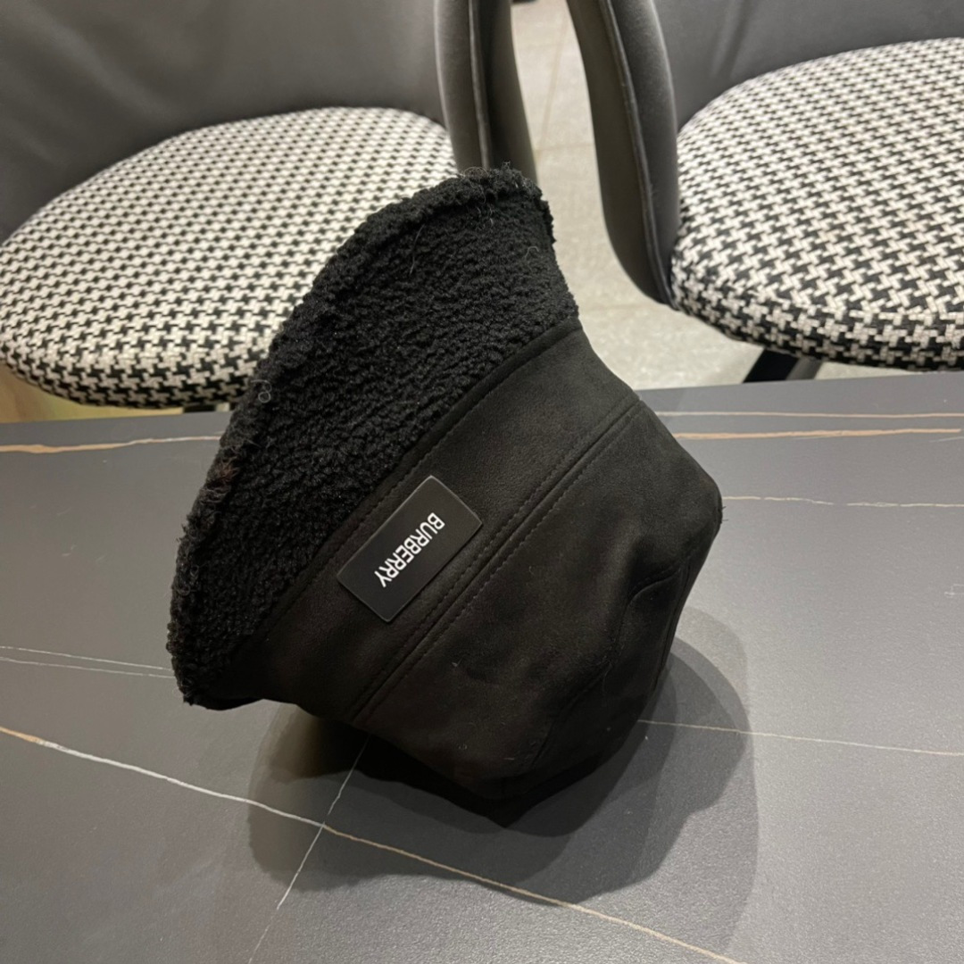 BURBERRY巴宝莉 2024秋冬女韩版潮流水桶帽保暖羊羔毛绒显脸小网红盆帽