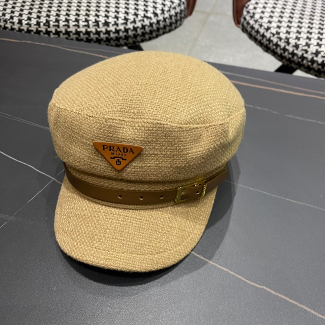 P116 Prada Korea Net, eight horned berets, scrambling a small-faced painter’s hat through the air - 图片 3