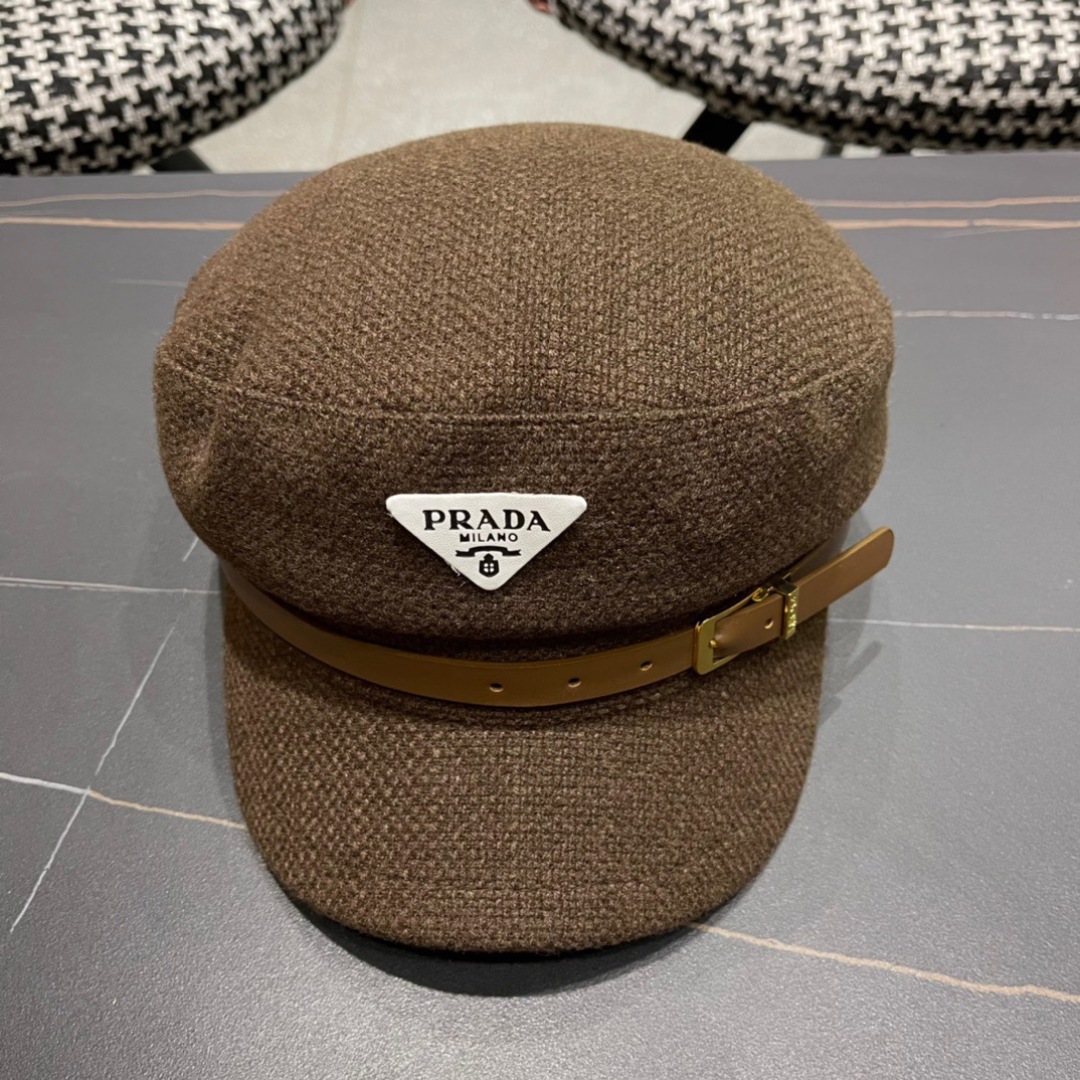 P116 Prada Korea Net, eight horned berets, scrambling a small-faced painter’s hat through the air - 图片 2