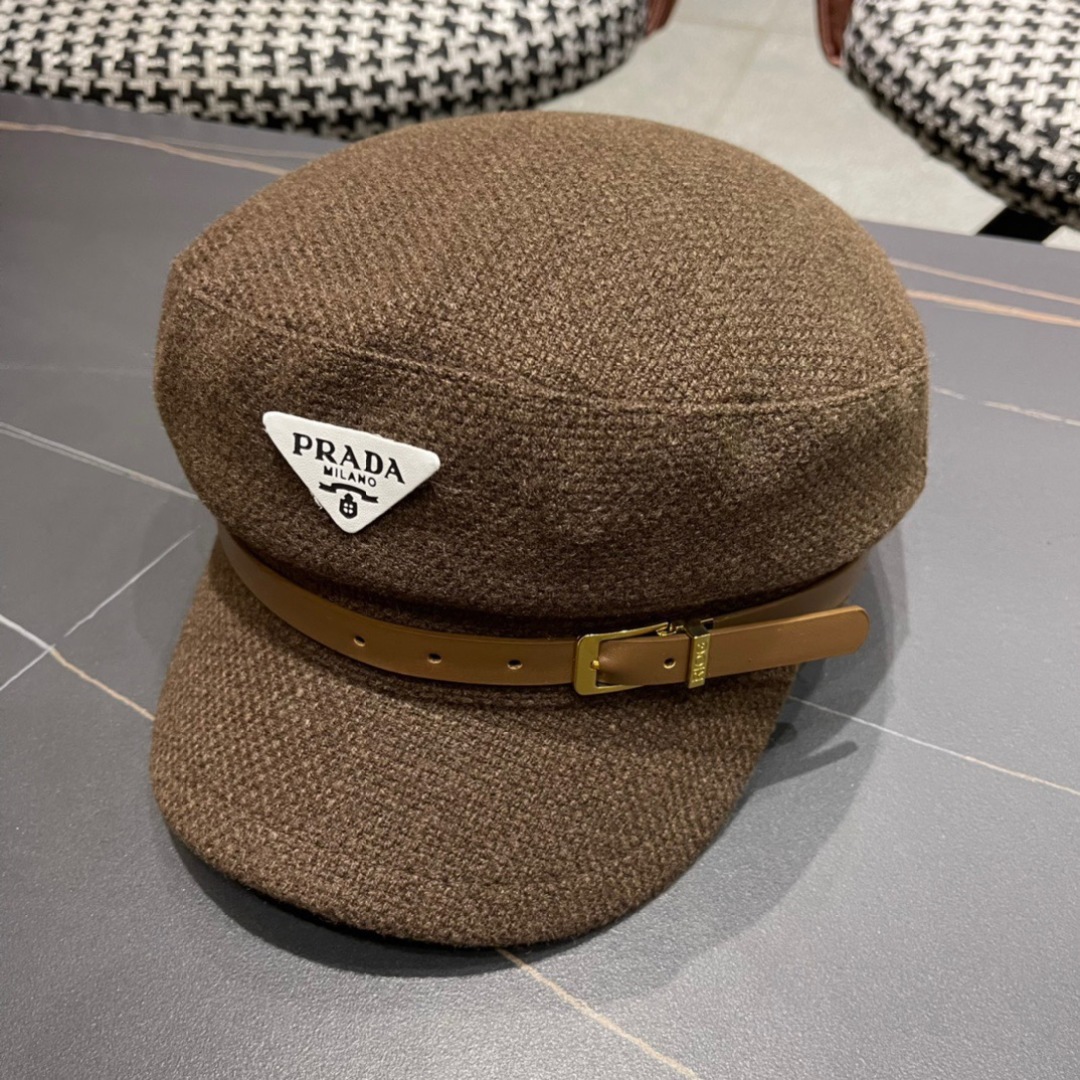 P116 Prada Korea Net, eight horned berets, scrambling a small-faced painter’s hat through the air - 图片 3