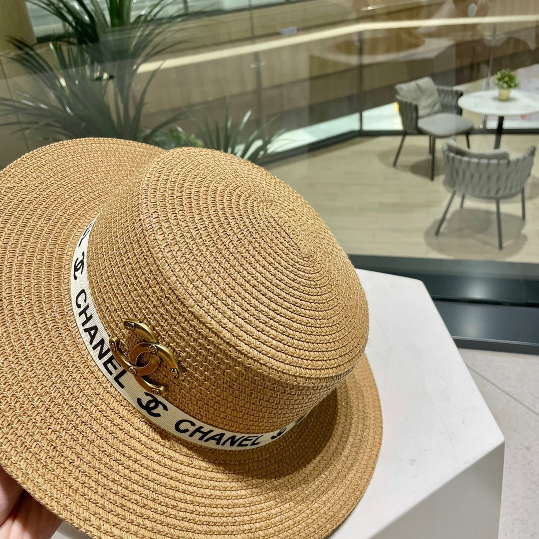 【Chanel香奈儿】2025新款织带款大牌风平顶草帽，旅行必备，超好搭配，赶紧入手！