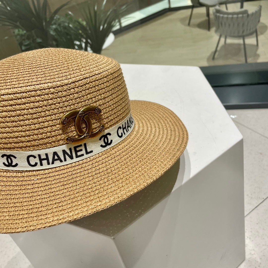  【Chanel香奈儿】2025新款织带款大牌风平顶草帽，旅行必备，超好搭配，赶紧入手！