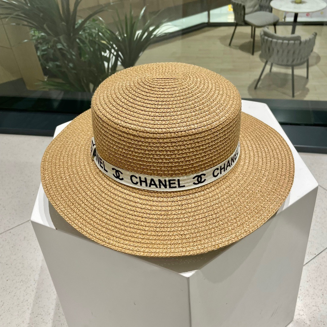  【Chanel香奈儿】2025新款织带款大牌风平顶草帽，旅行必备，超好搭配，赶紧入手！