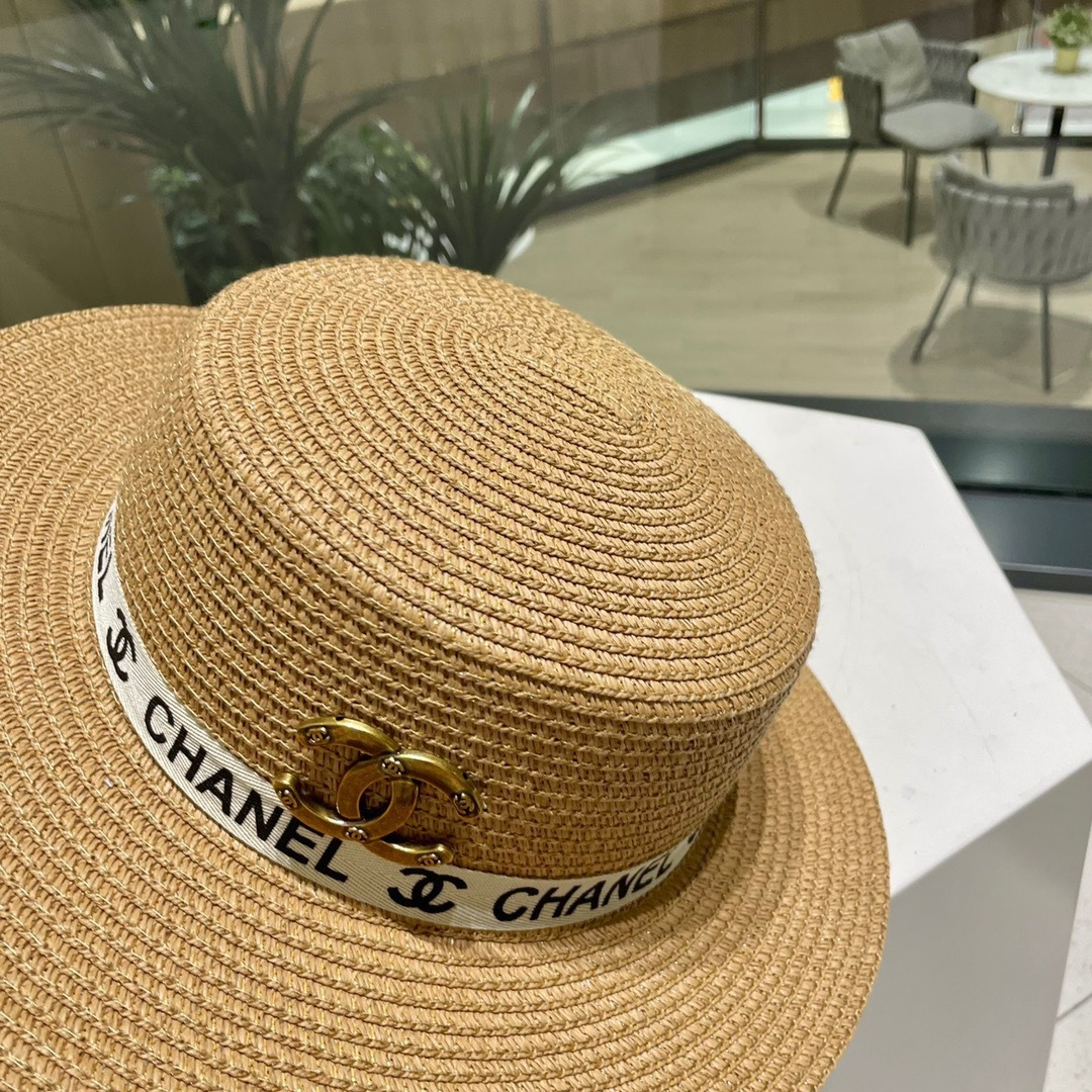  【Chanel香奈儿】2025新款织带款大牌风平顶草帽，旅行必备，超好搭配，赶紧入手！