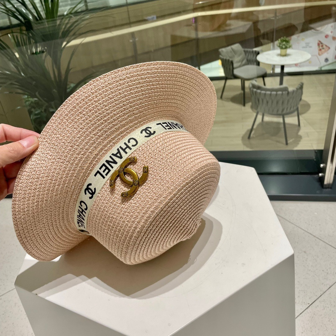  【Chanel香奈儿】2025新款织带款大牌风平顶草帽，旅行必备，超好搭配，赶紧入手！
