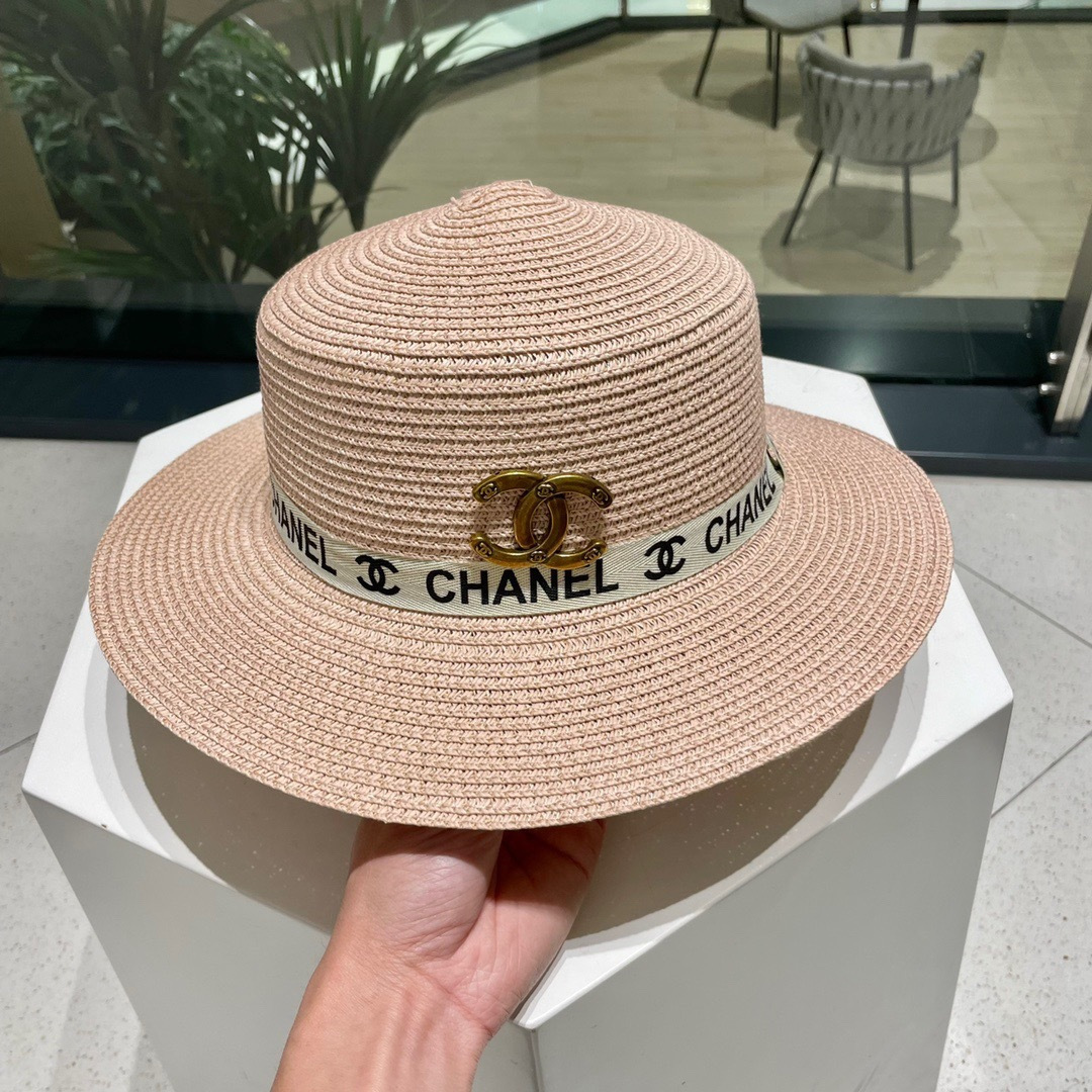  【Chanel香奈儿】2025新款织带款大牌风平顶草帽，旅行必备，超好搭配，赶紧入手！