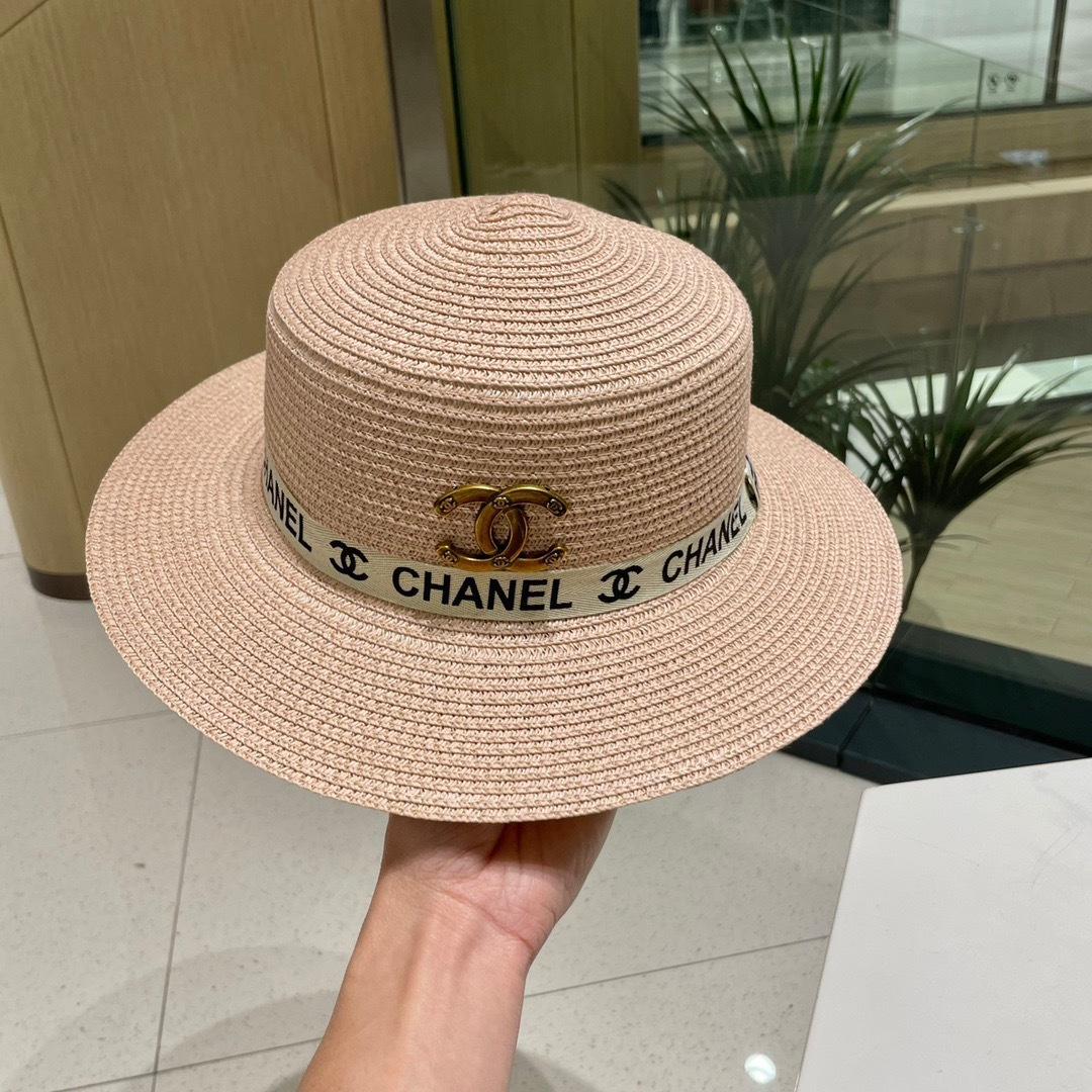  【Chanel香奈儿】2025新款织带款大牌风平顶草帽，旅行必备，超好搭配，赶紧入手！