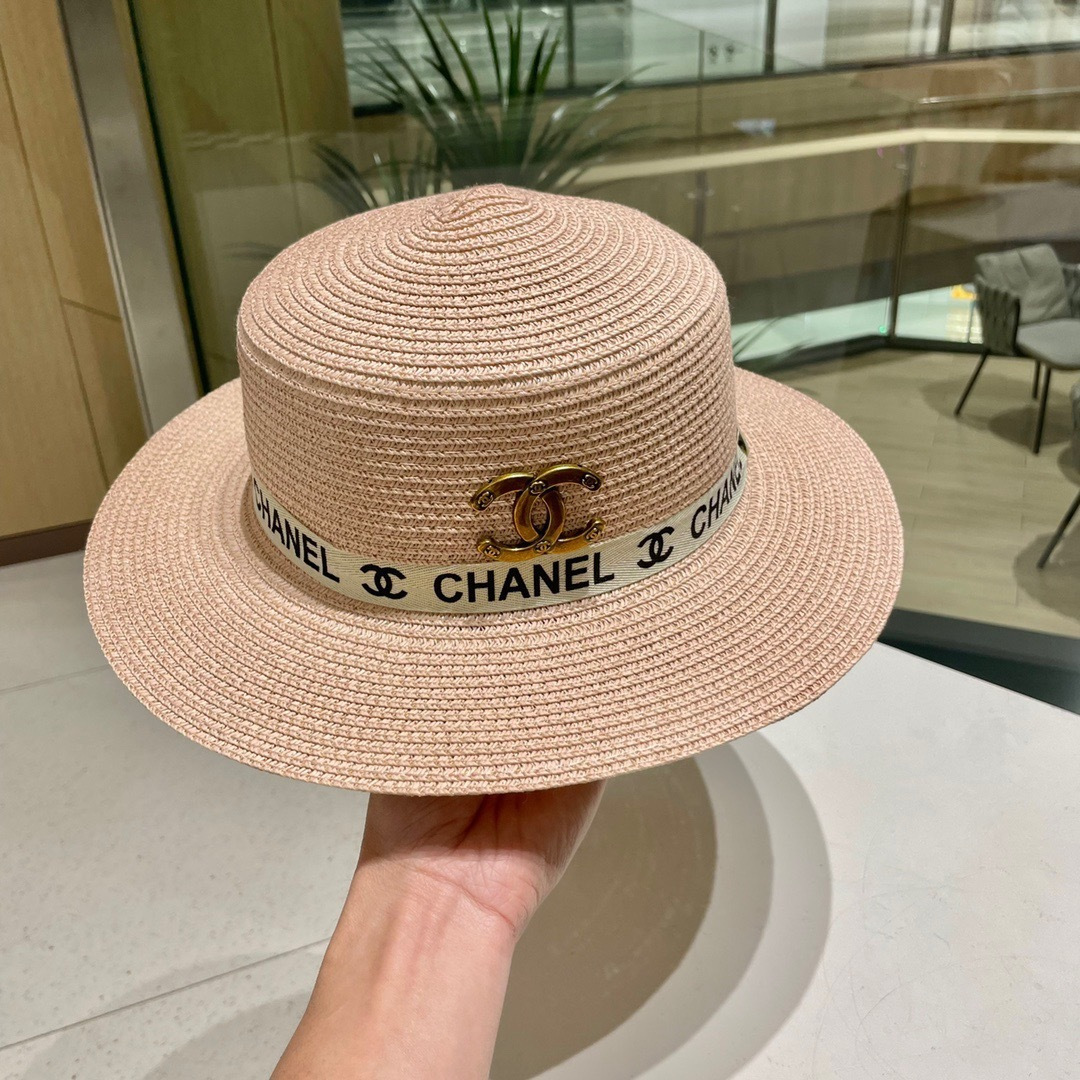  【Chanel香奈儿】2025新款织带款大牌风平顶草帽，旅行必备，超好搭配，赶紧入手！