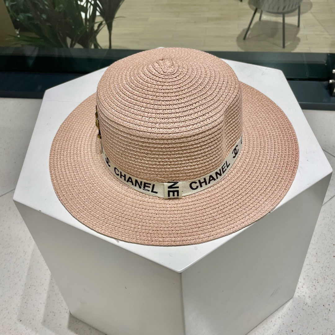  【Chanel香奈儿】2025新款织带款大牌风平顶草帽，旅行必备，超好搭配，赶紧入手！