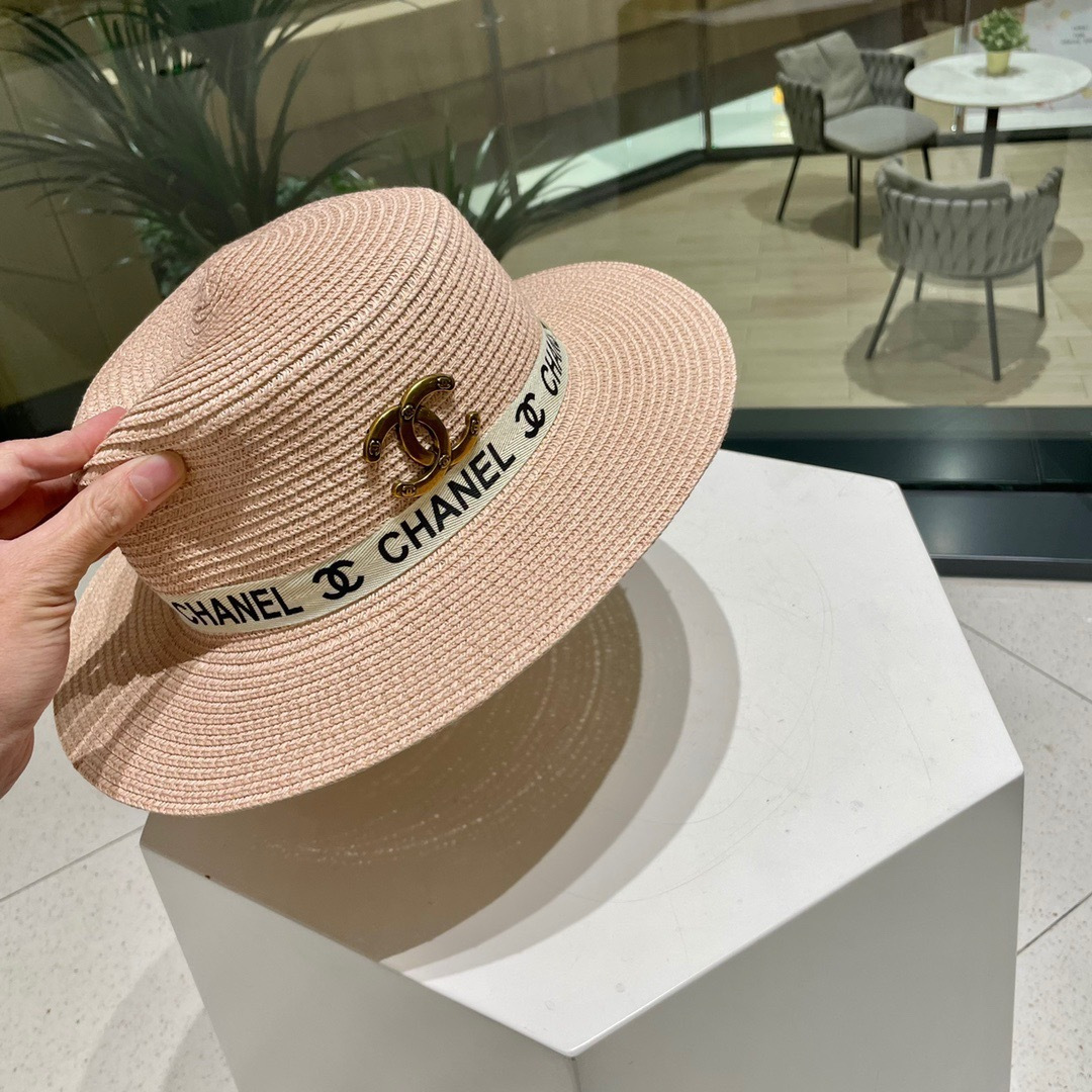  【Chanel香奈儿】2025新款织带款大牌风平顶草帽，旅行必备，超好搭配，赶紧入手！
