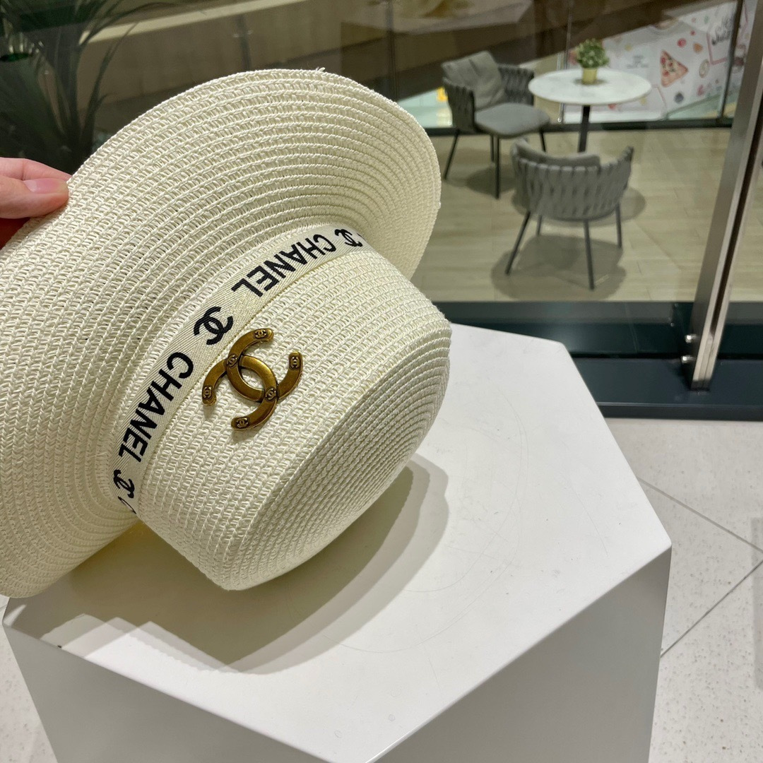  【Chanel香奈儿】2025新款织带款大牌风平顶草帽，旅行必备，超好搭配，赶紧入手！