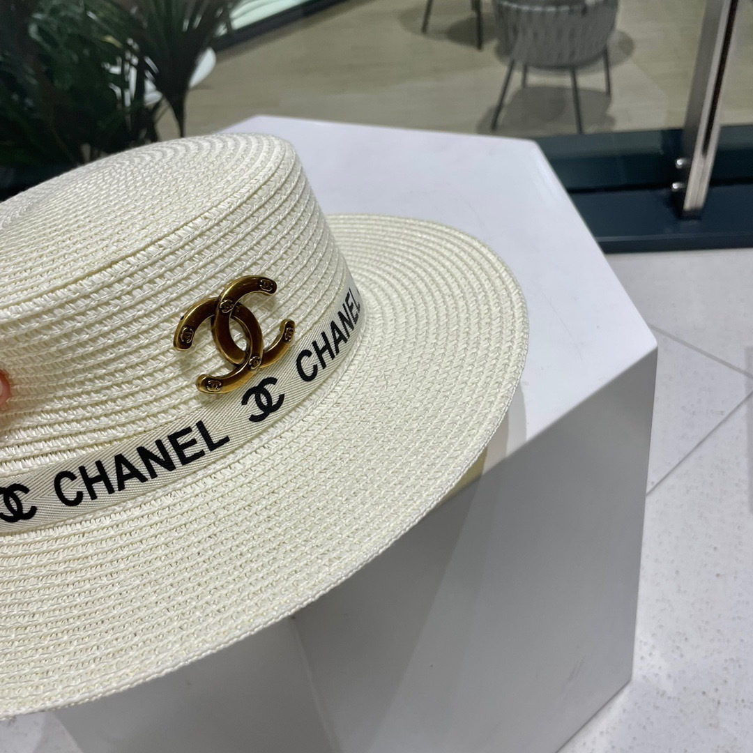 【Chanel香奈儿】2025新款织带款大牌风平顶草帽，旅行必备，超好搭配，赶紧入手！