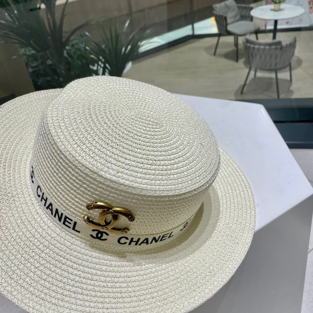  【Chanel香奈儿】2025新款织带款大牌风平顶草帽，旅行必备，超好搭配，赶紧入手！