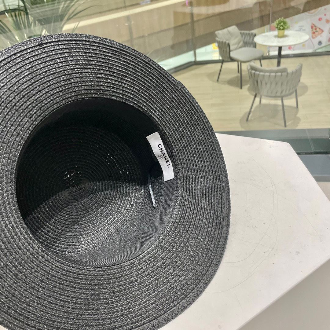  【Chanel香奈儿】2025新款织带款大牌风平顶草帽，旅行必备，超好搭配，赶紧入手！