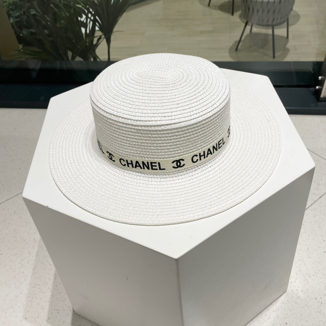  【Chanel香奈儿】2025新款织带款大牌风平顶草帽，旅行必备，超好搭配，赶紧入手！
