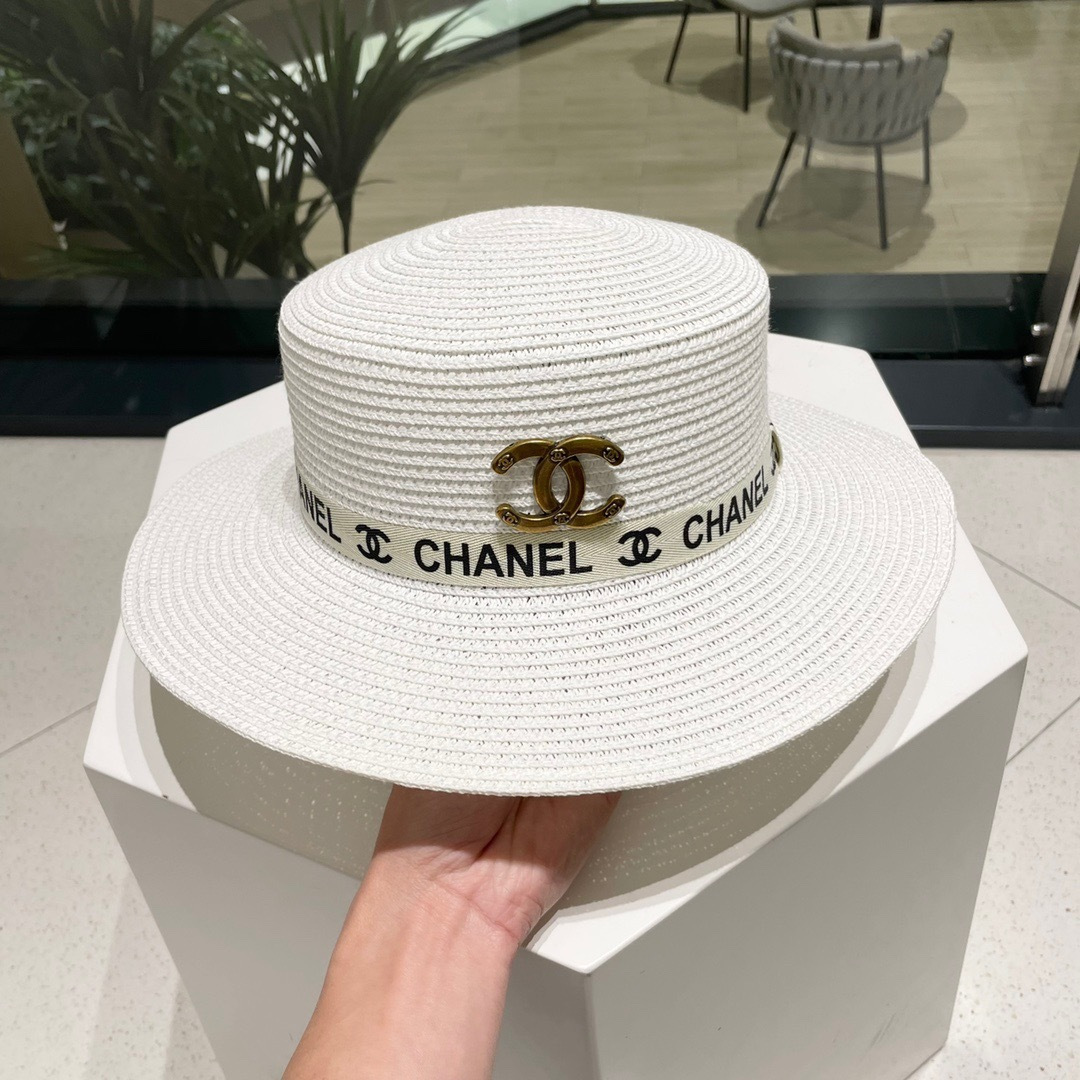  【Chanel香奈儿】2025新款织带款大牌风平顶草帽，旅行必备，超好搭配，赶紧入手！