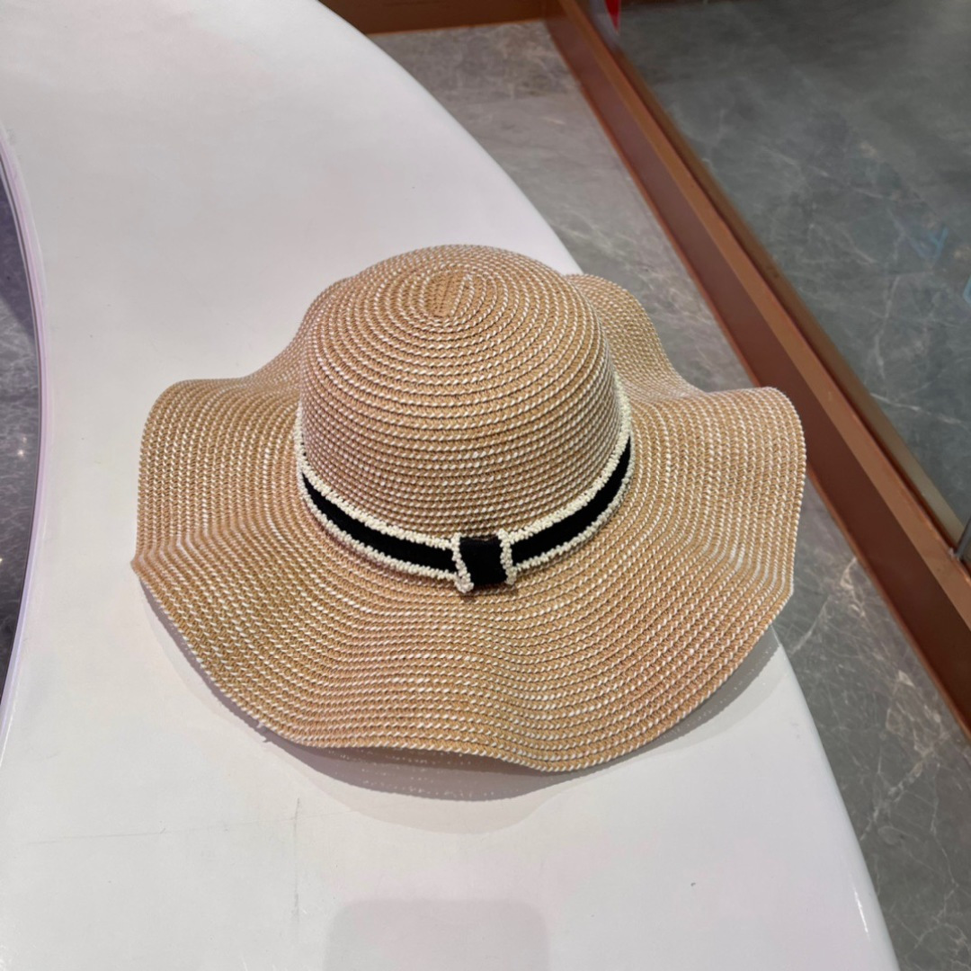  Chanel香奈儿草帽，荷叶边遮阳帽，名媛风，出游必备，头围57cm