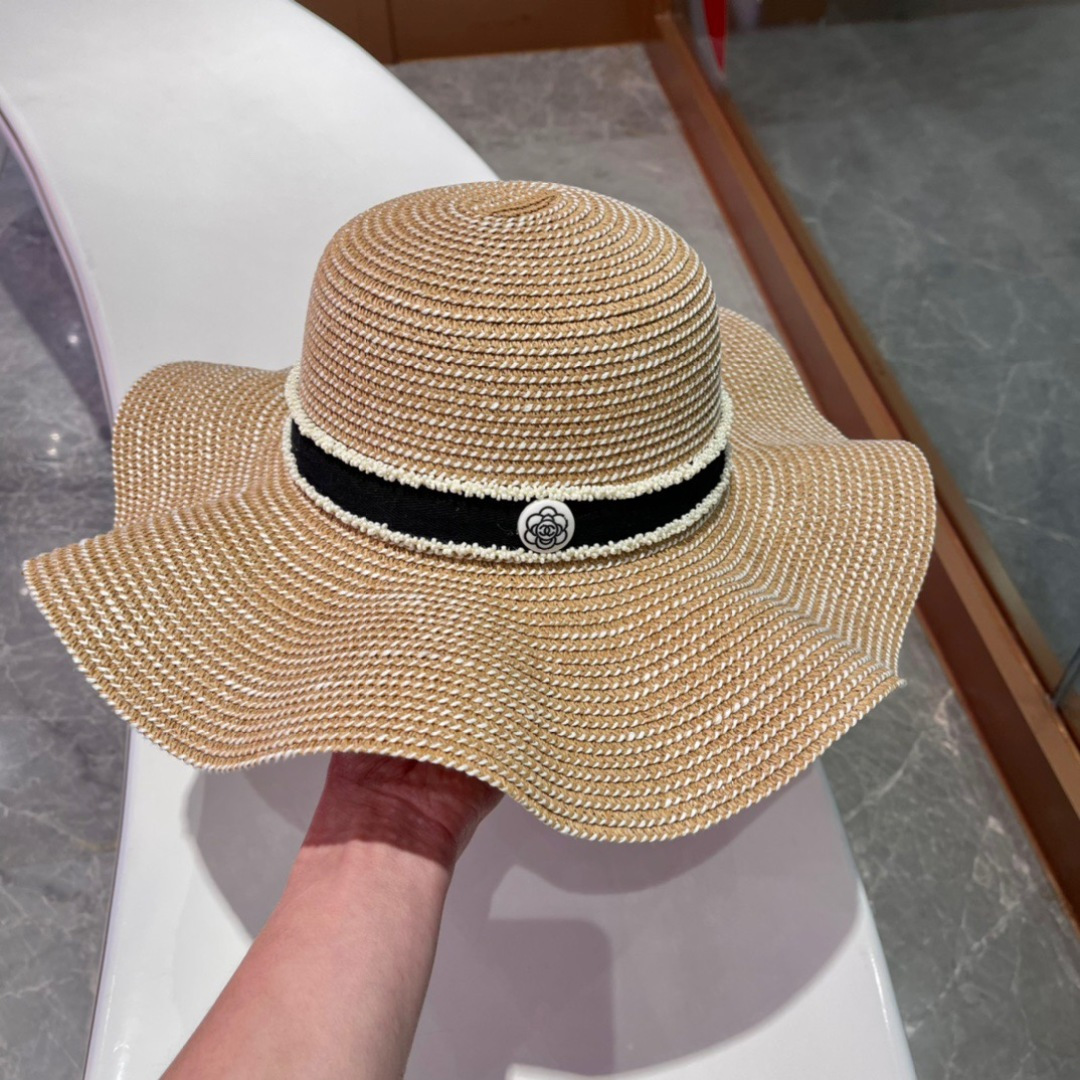  Chanel香奈儿草帽，荷叶边遮阳帽，名媛风，出游必备，头围57cm