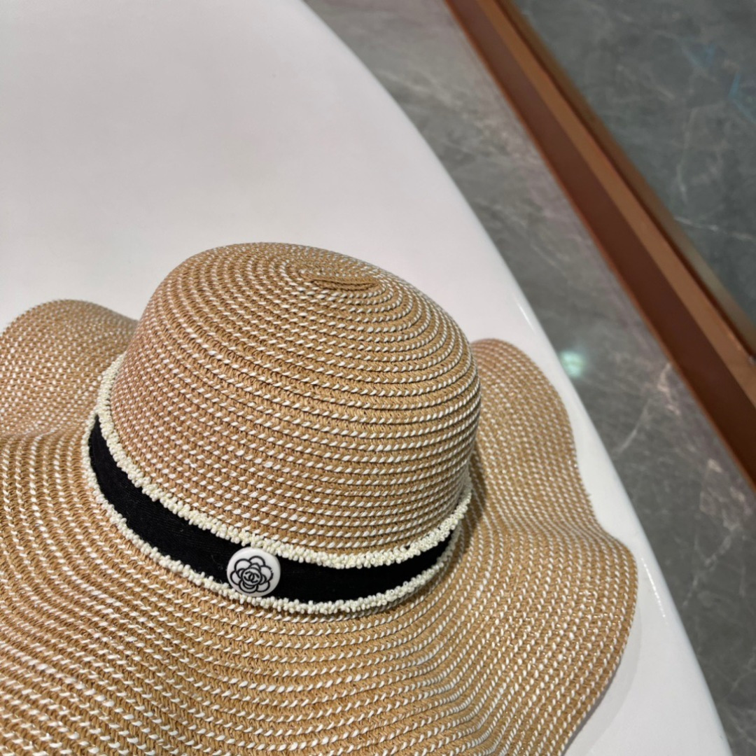  Chanel香奈儿草帽，荷叶边遮阳帽，名媛风，出游必备，头围57cm