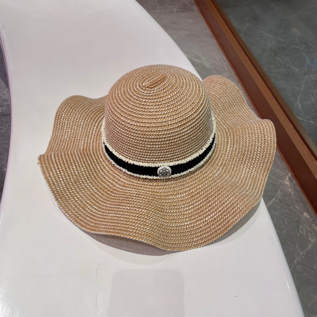  Chanel香奈儿草帽，荷叶边遮阳帽，名媛风，出游必备，头围57cm