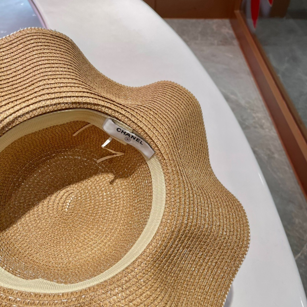  Chanel香奈儿草帽，荷叶边遮阳帽，名媛风，出游必备，头围57cm