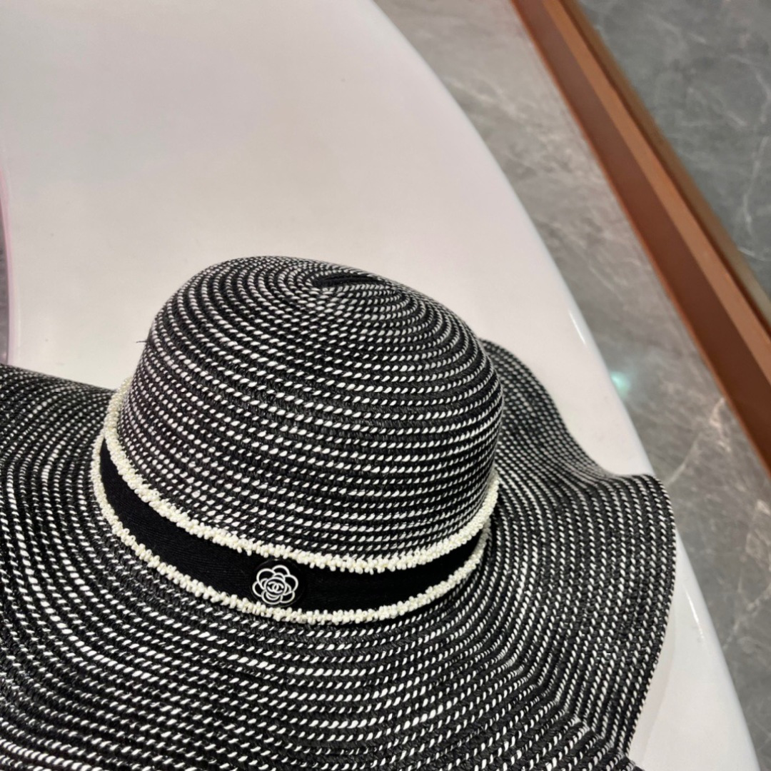  Chanel香奈儿草帽，荷叶边遮阳帽，名媛风，出游必备，头围57cm