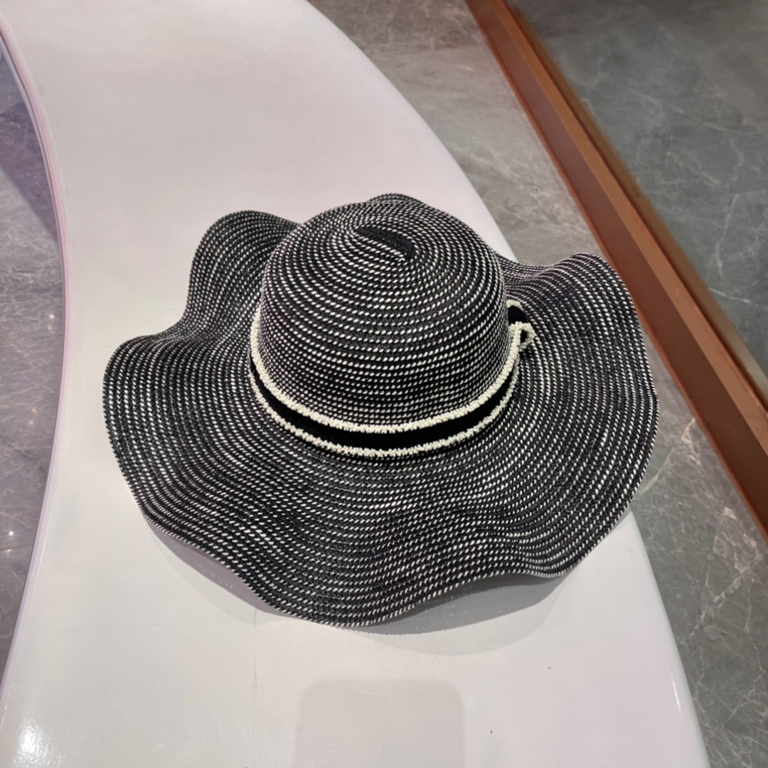  Chanel香奈儿草帽，荷叶边遮阳帽，名媛风，出游必备，头围57cm
