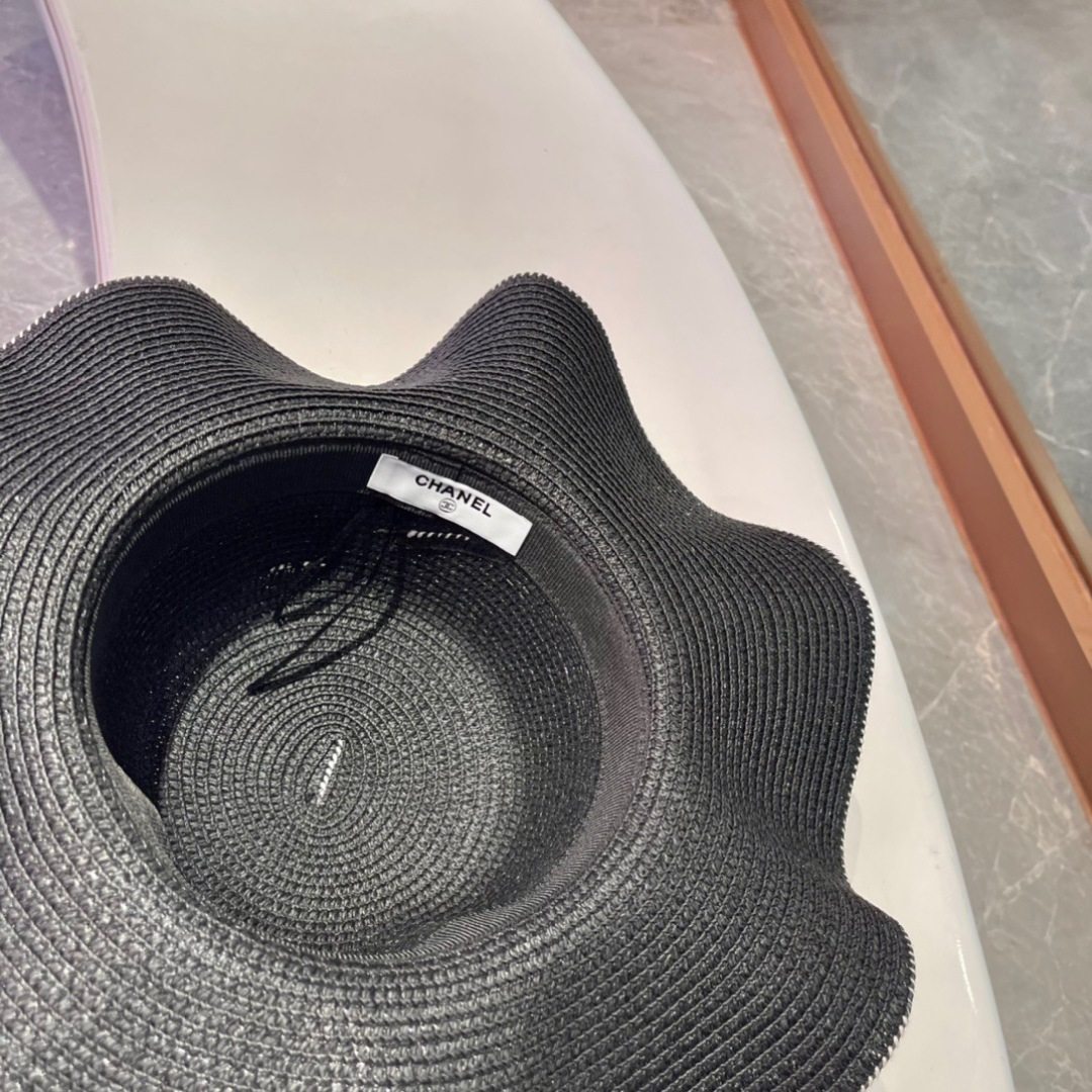  Chanel香奈儿草帽，荷叶边遮阳帽，名媛风，出游必备，头围57cm