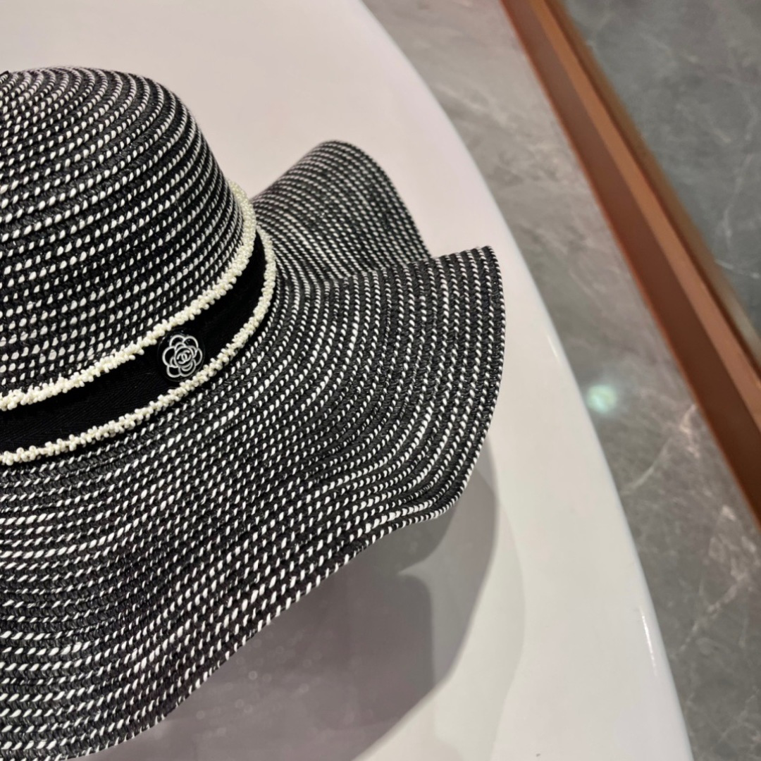  Chanel香奈儿草帽，荷叶边遮阳帽，名媛风，出游必备，头围57cm