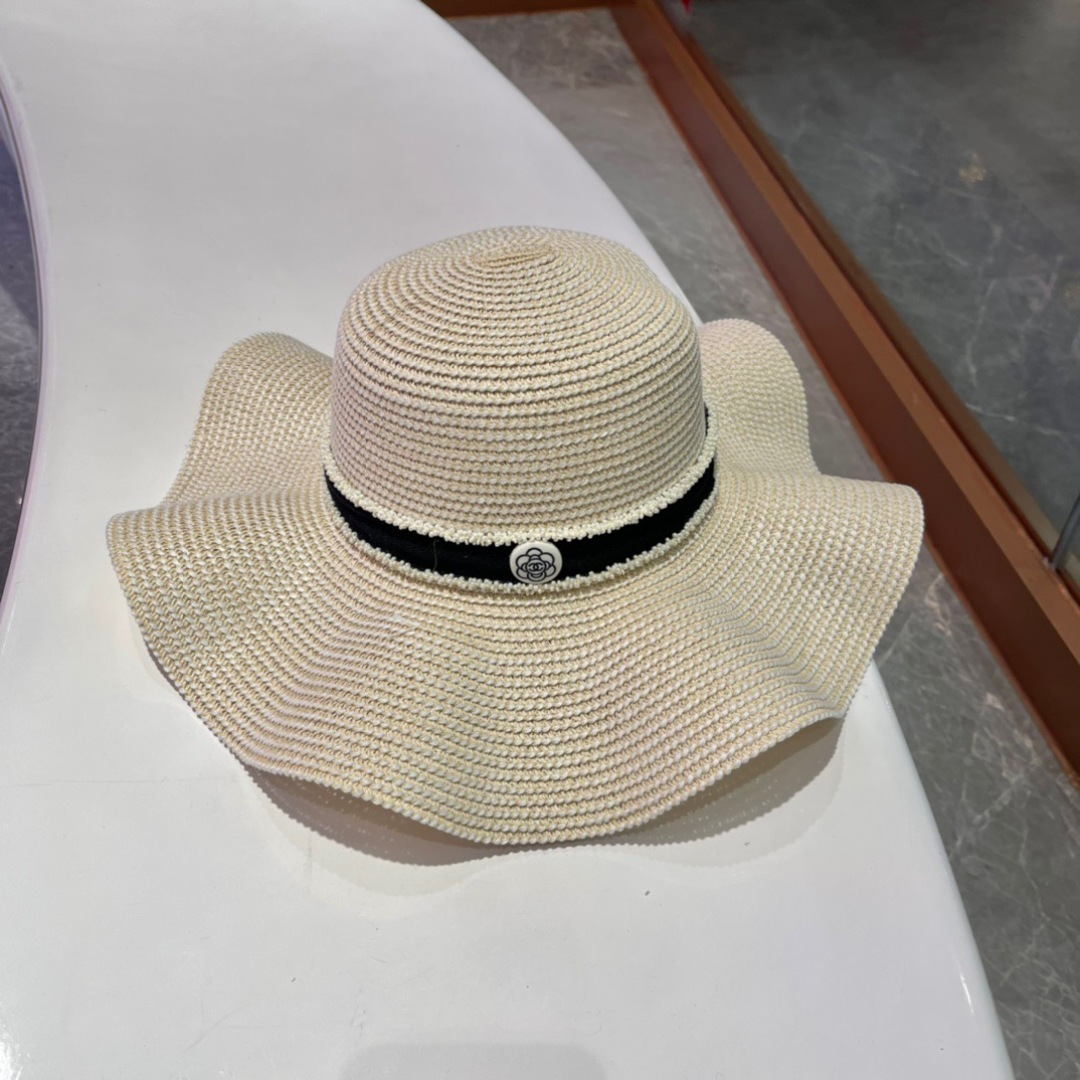  Chanel香奈儿草帽，荷叶边遮阳帽，名媛风，出游必备，头围57cm