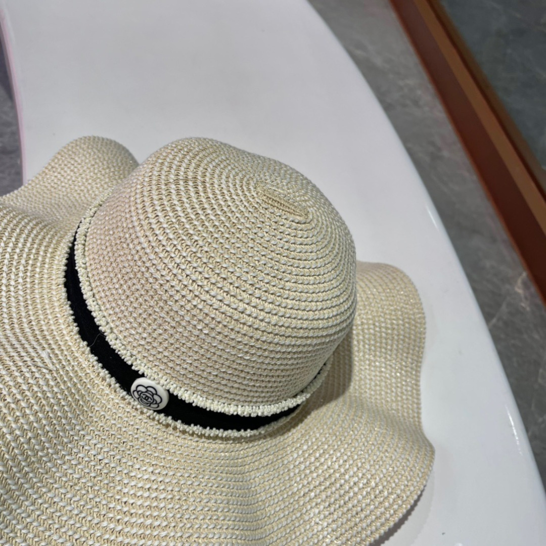  Chanel香奈儿草帽，荷叶边遮阳帽，名媛风，出游必备，头围57cm