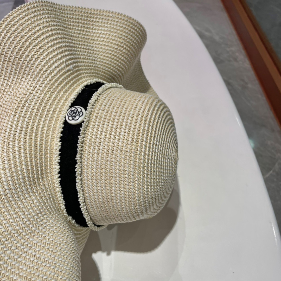  Chanel香奈儿草帽，荷叶边遮阳帽，名媛风，出游必备，头围57cm