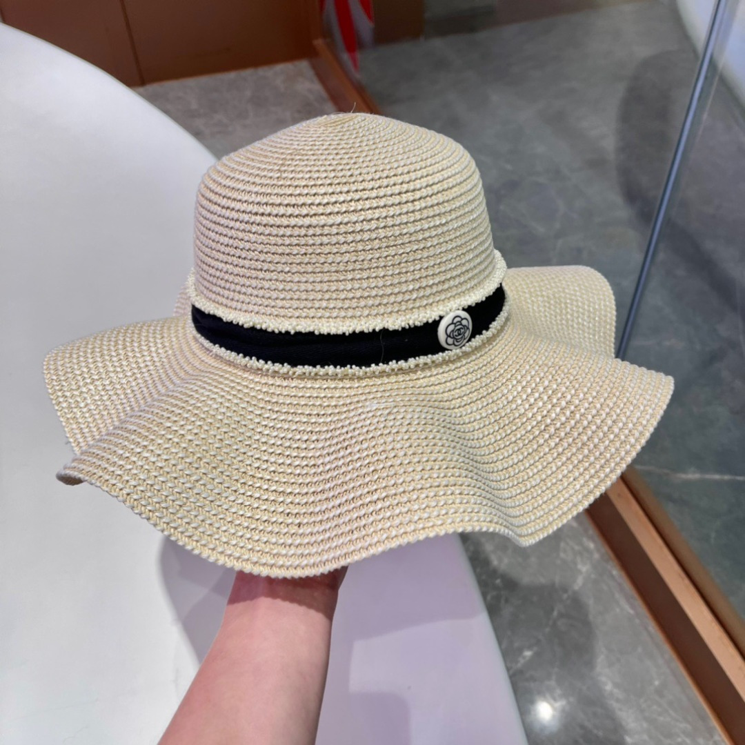  Chanel香奈儿草帽，荷叶边遮阳帽，名媛风，出游必备，头围57cm