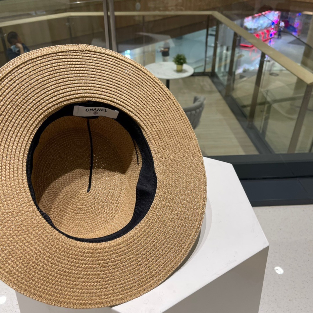 Chanel香奈儿平顶草帽，平顶草帽，头围57cm