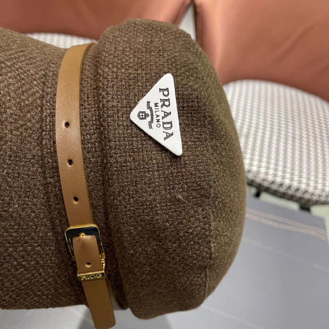 P116 Prada Korea Net, eight horned berets, scrambling a small-faced painter’s hat through the air - 图片 7