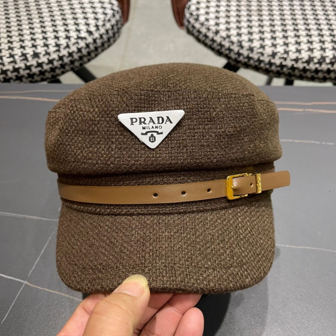 P116 Prada Korea Net, eight horned berets, scrambling a small-faced painter’s hat through the air - 图片 5