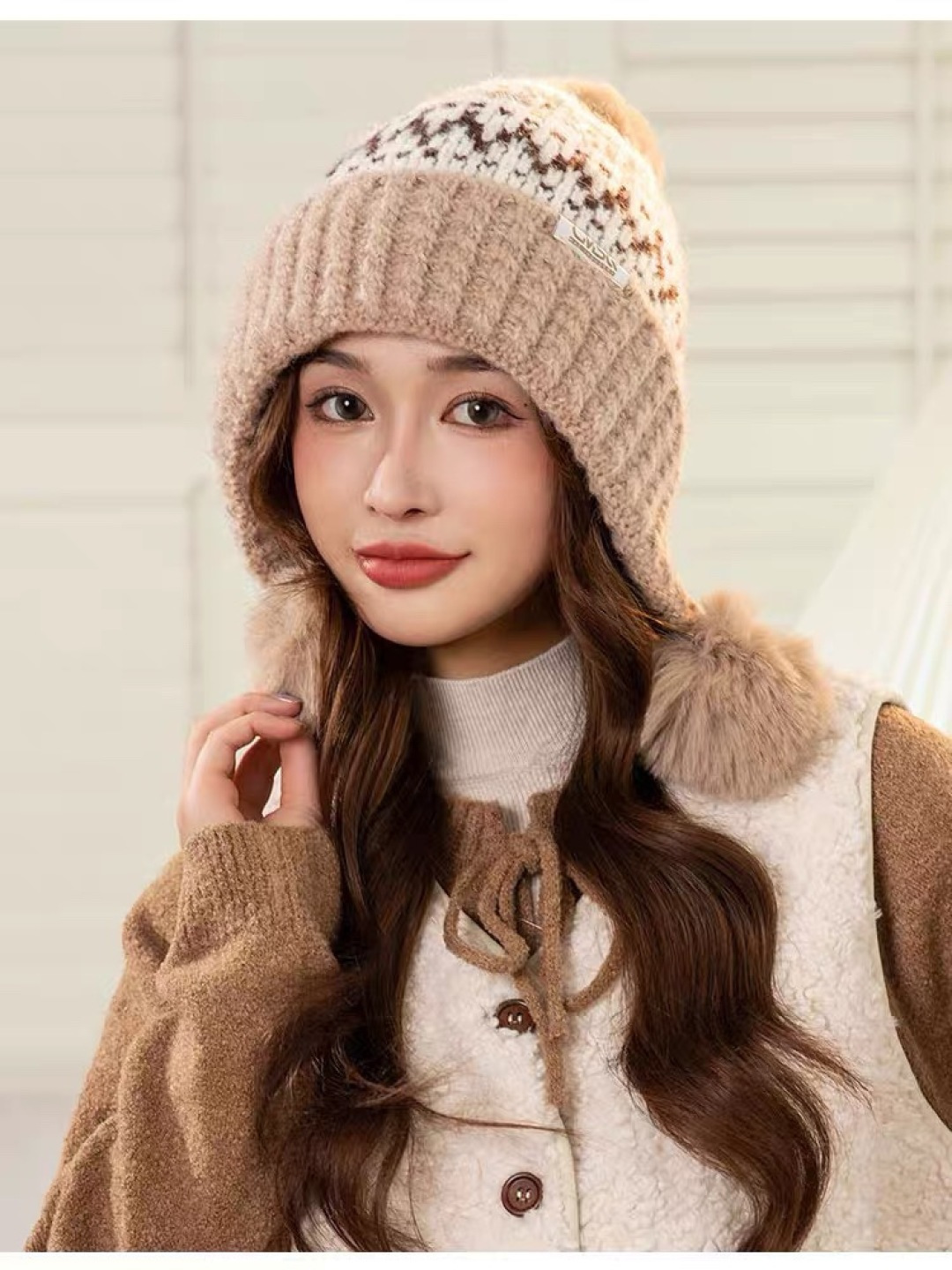 NO:220401,Prada Prada ear protection cute plus velvet thickened women cute warm knitted wool hat hat fisherman hat baseball hat knit hat, hat, prada, prada, espadrilles, hats19860909普拉达prada护耳可爱加绒加厚女可爱保暖针织毛线帽子帽子渔夫帽棒球帽针织帽,帽子,prada,prada,espadrilles,hats,hat