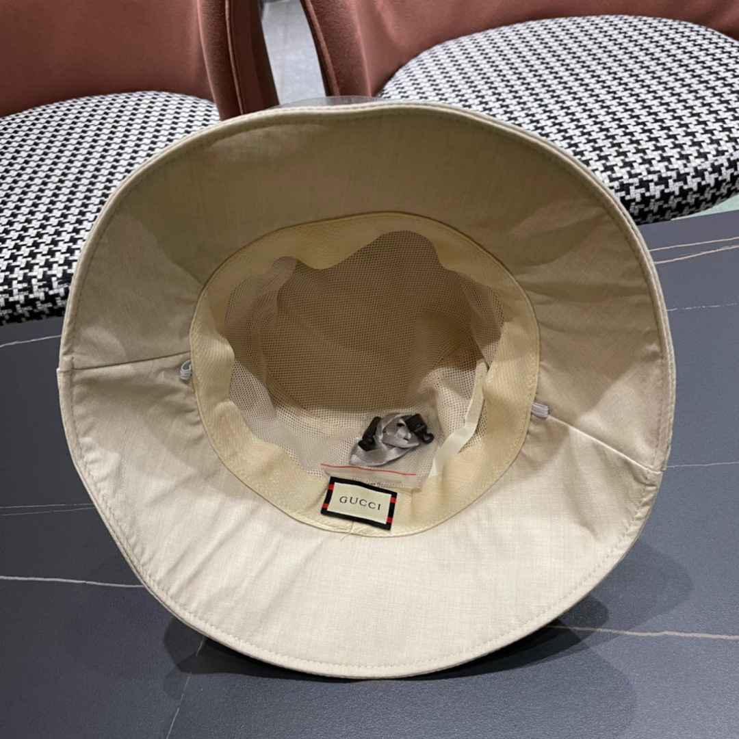  GUCCI古奇 2024新款韩版百搭遮脸防晒帽户外渔夫帽