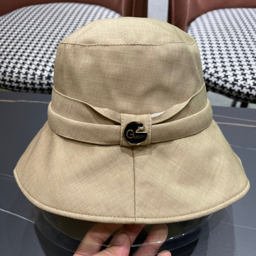  GUCCI古奇 2024新款韩版百搭遮脸防晒帽户外渔夫帽