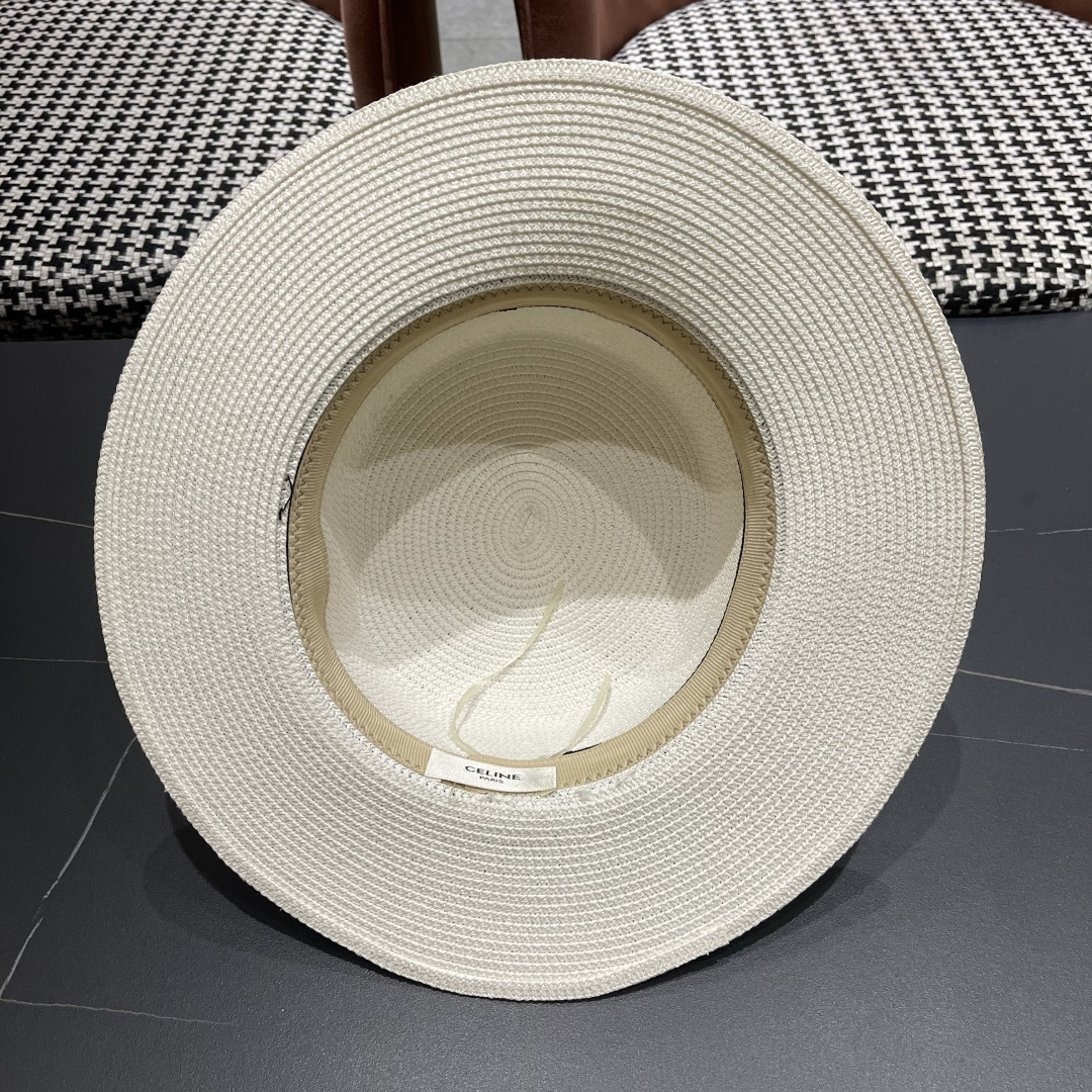 💛【CELINE赛琳】新款草编遮阳草帽盆帽🤩沙滩风，简约大方，百搭单品～出街首选，新款帽型超美腻，新品上