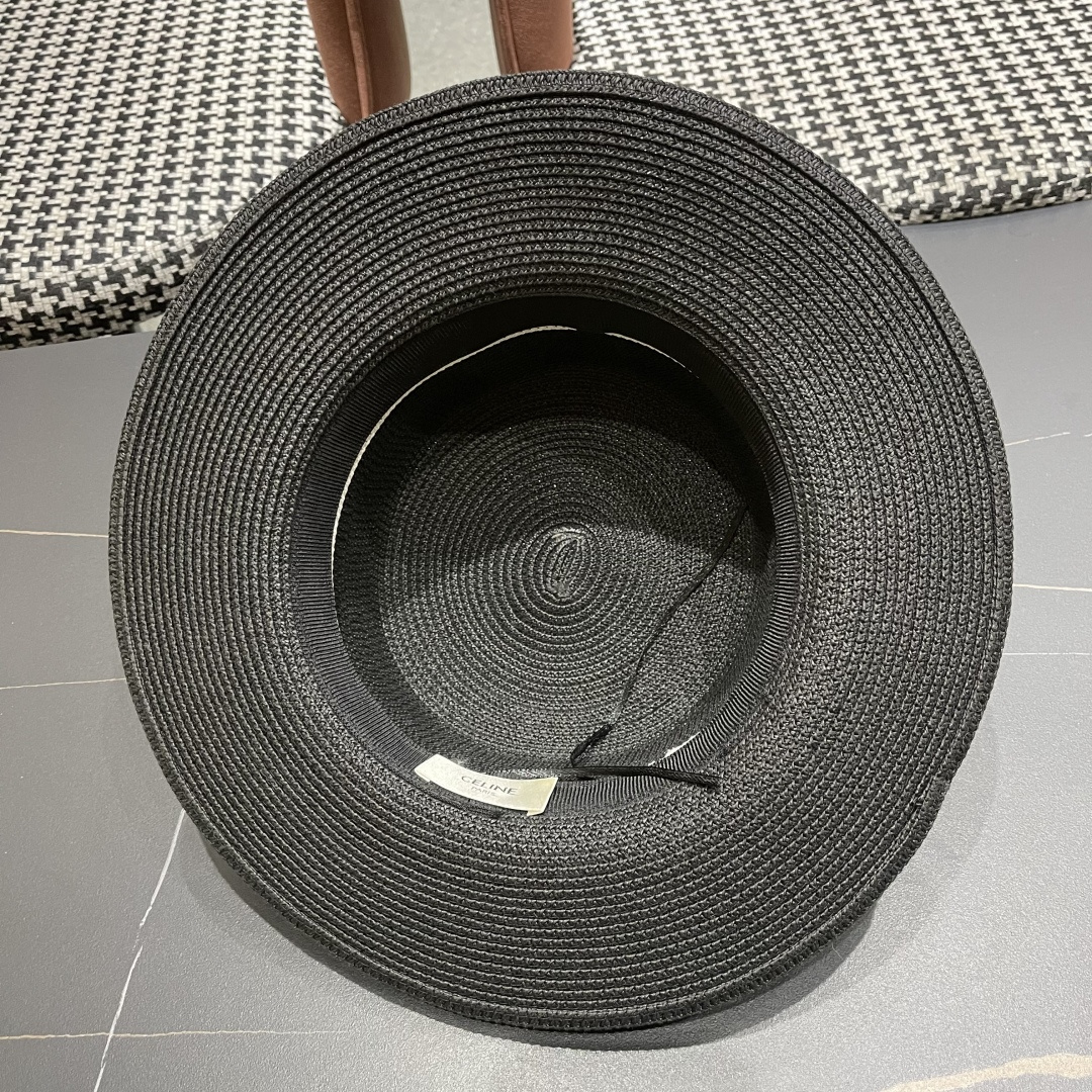 💛【CELINE赛琳】新款草编遮阳草帽盆帽🤩沙滩风，简约大方，百搭单品～出街首选，新款帽型超美腻，新品上