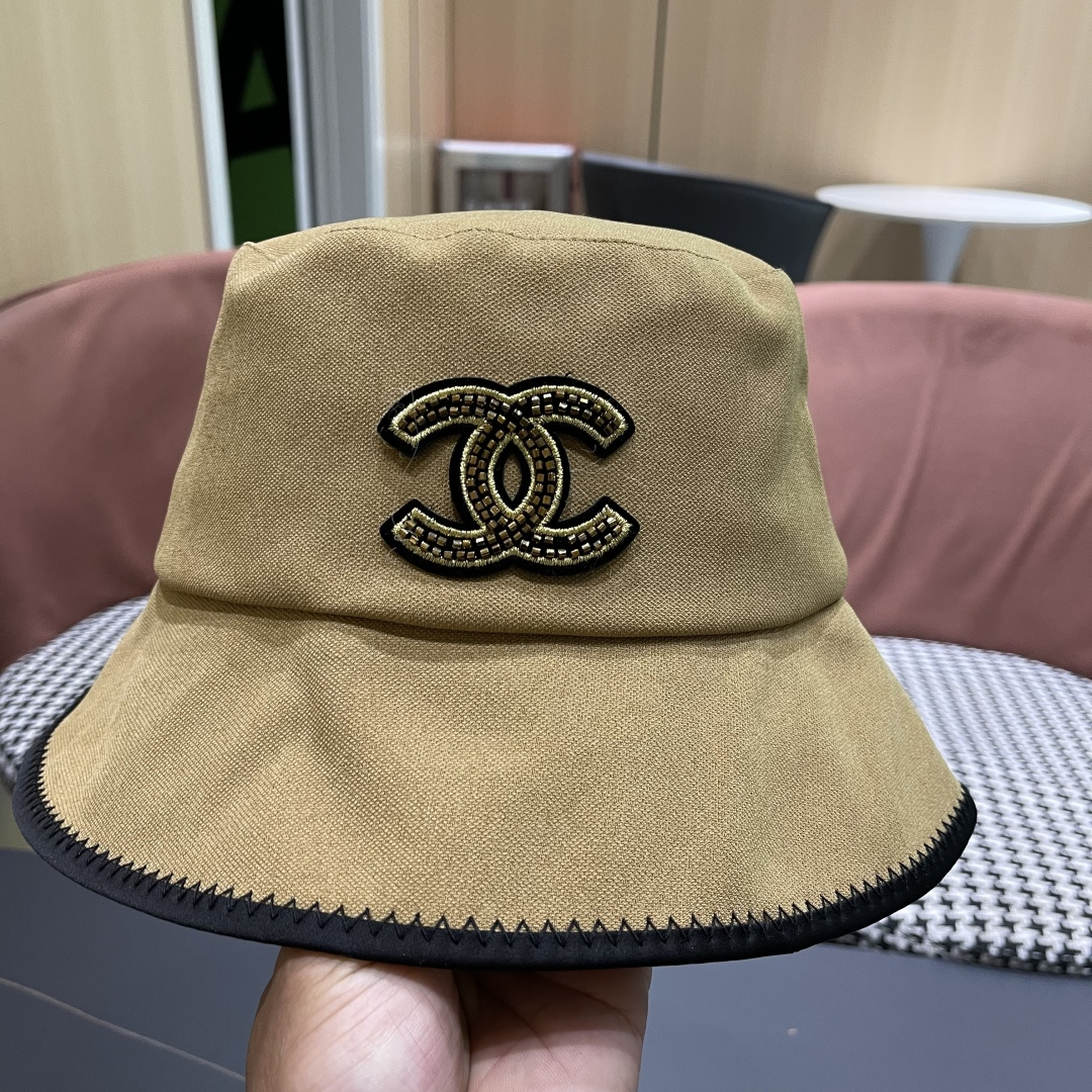  chanel香奈儿2025新款休闲百搭渔夫帽女春夏时尚蝴蝶结刺绣遮阳帽