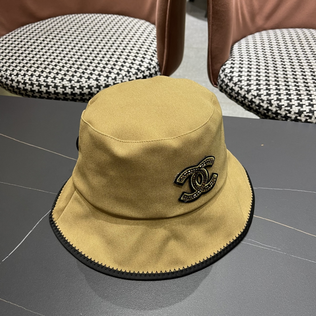  chanel香奈儿2025新款休闲百搭渔夫帽女春夏时尚蝴蝶结刺绣遮阳帽