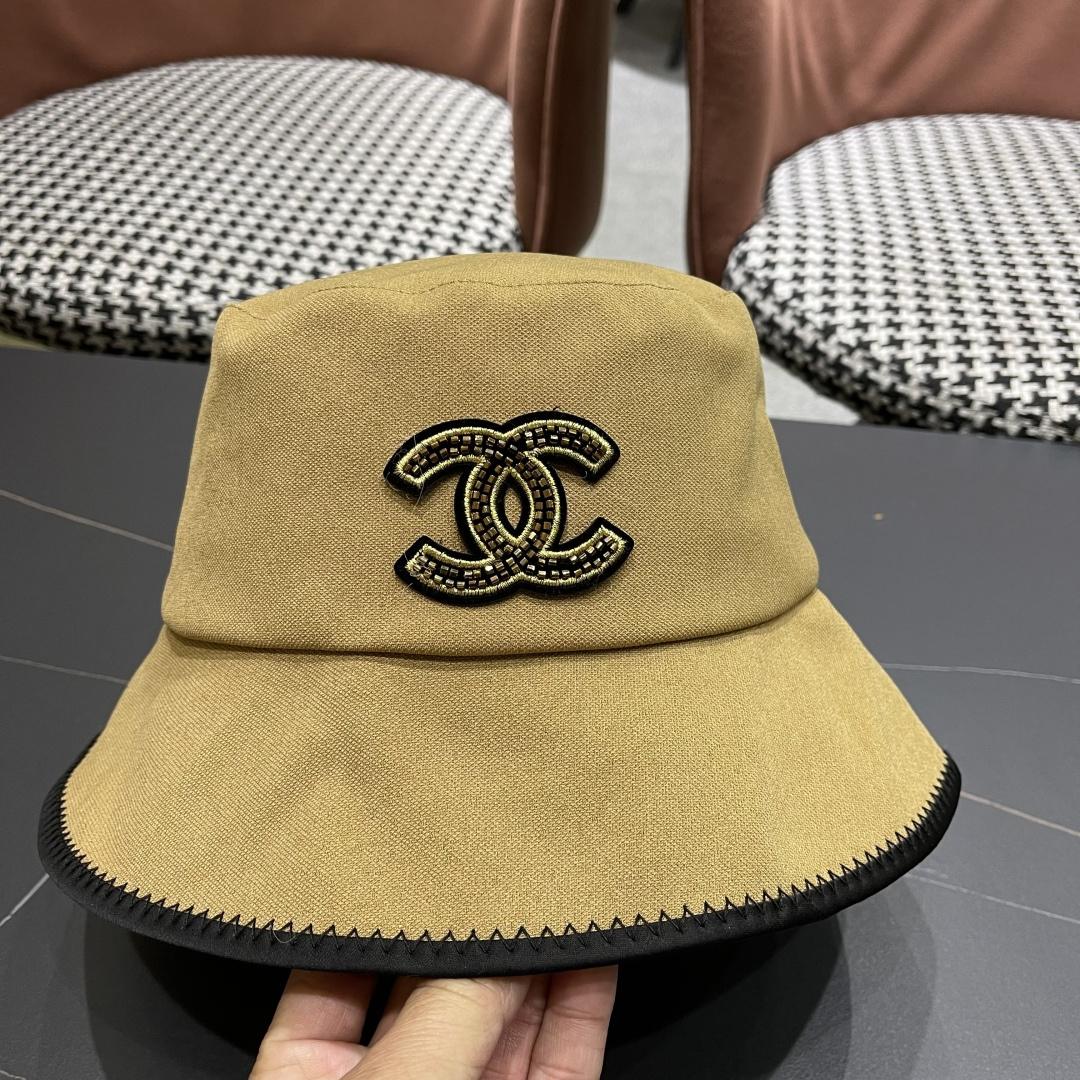  chanel香奈儿2025新款休闲百搭渔夫帽女春夏时尚蝴蝶结刺绣遮阳帽